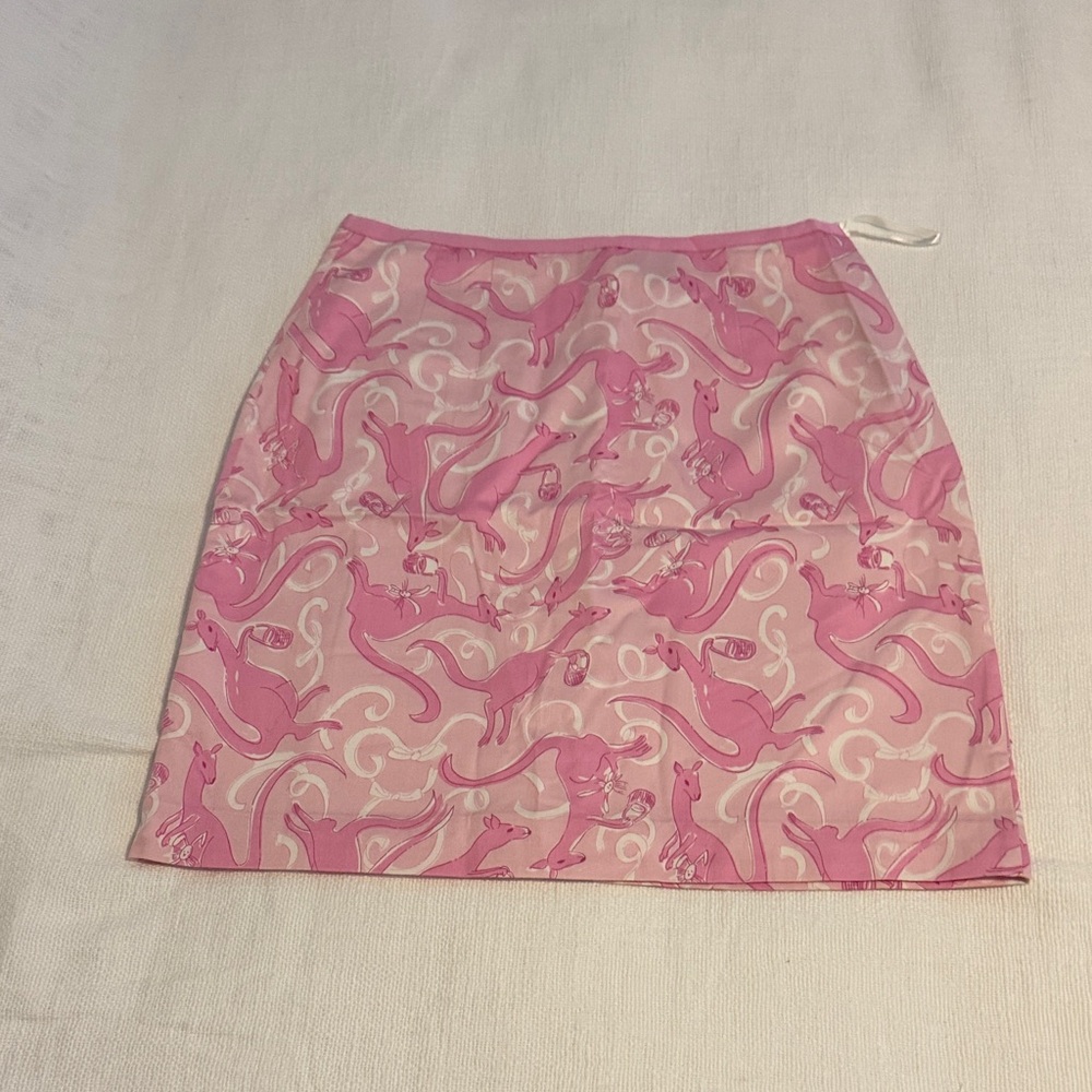 Lilly Pulitzer Pink Kangaroo Pattern Pencil Skirt